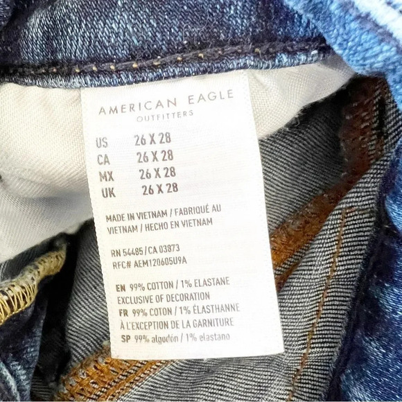 American Eagle Slim Destroyed Jeans 26 X 28 Youth‎ Tween Light Blue Denim Ripped - Picture 4 of 11